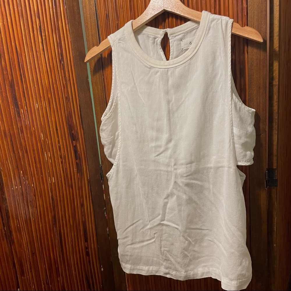 Flowy Sheer White Tank Top with Sewn-In Sheer Brassiere